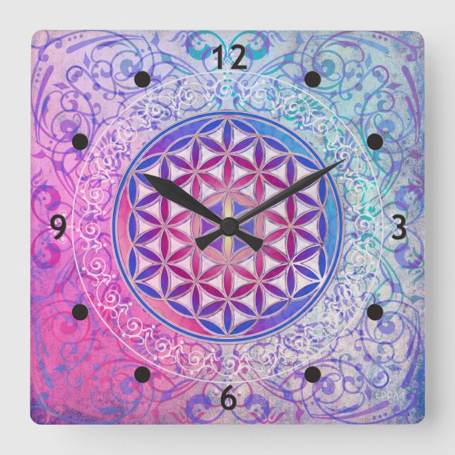 Flower Of Life / Blume des Lebens - Ornament V Square Wall Clock (Front)