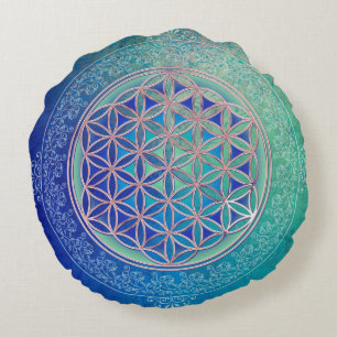 Flower Of Life / Blume des Lebens - Ornament VI Round Cushion