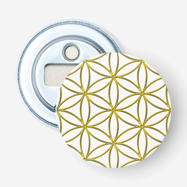 Flower of Life / Blume des Lebens - pattern gold Bottle Opener (Front)