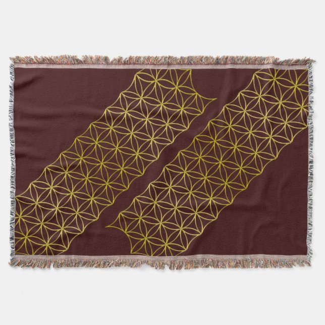 Flower of Life / Blume des Lebens - pattern gold Throw Blanket (Front)