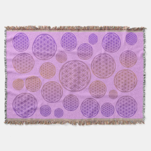 Flower of Life / Blume des Lebens - pattern violet Throw Blanket (Front)