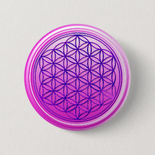 Flower Of Life / Blume des Lebens - pink blue 6 Cm Round Badge