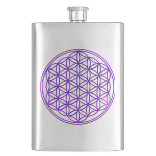 Flower of Life / Blume des Lebens - pink blue Hip Flask