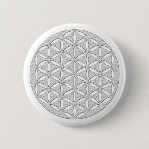 Flower Of Life / Blume des Lebens - punched white 6 Cm Round Badge