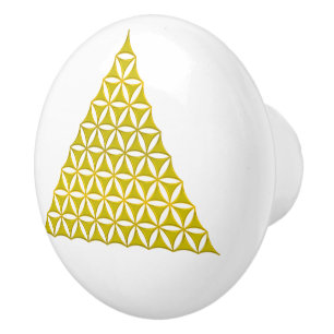 Flower Of Life / Blume des Lebens - pyramid gold Ceramic Knob