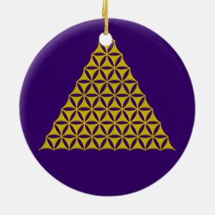 Flower Of Life / Blume des Lebens - pyramid gold Ceramic Tree Decoration