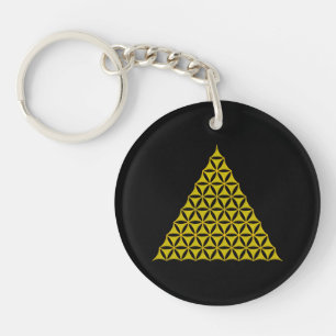 Flower Of Life / Blume des Lebens - pyramid gold Key Ring