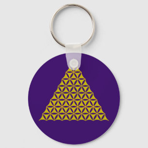 Flower Of Life / Blume des Lebens - pyramid gold Key Ring