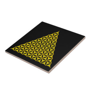 Flower Of Life / Blume des Lebens - pyramid gold Tile