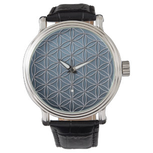 Flower of Life (Blume des Lebens) Silver Blue Watch