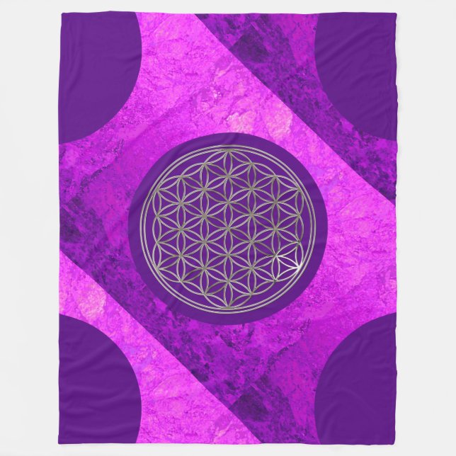 Flower Of Life / Blume des Lebens - SILVER Fleece Blanket (Front)