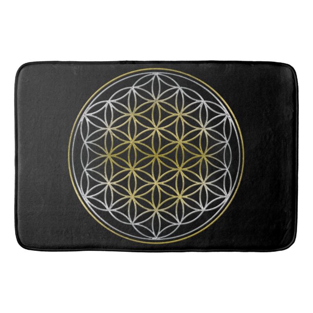 Flower Of Life / Blume des Lebens - silver gold Bath Mat (Front)