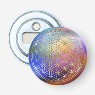 Flower Of Life / Blume des Lebens - silver gold Bottle Opener