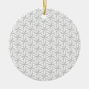 Flower of Life / Blume des Lebens - silver pattern Ceramic Tree Decoration