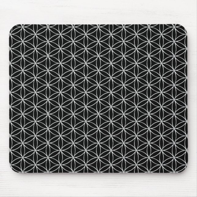 Flower of Life / Blume des Lebens - silver pattern Mouse Mat (Front)