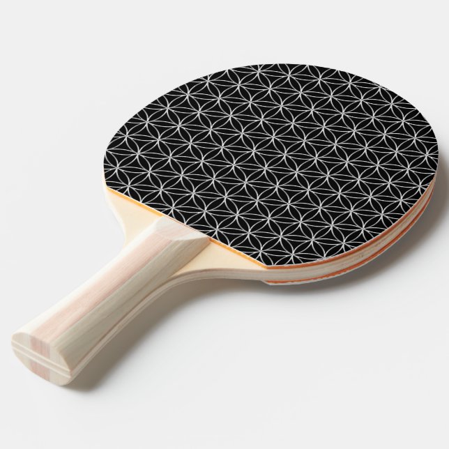 Flower of Life / Blume des Lebens - silver pattern Ping Pong Paddle (Front Angle)