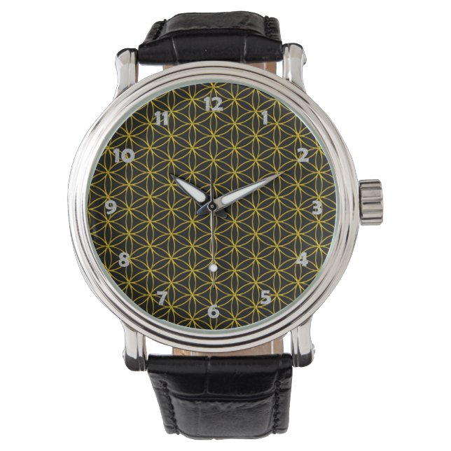 Flower of Life / Blume des Lebens - silver pattern Watch (Front)