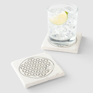 Flower Of Life / Blume des Lebens - silver stamp Stone Coaster