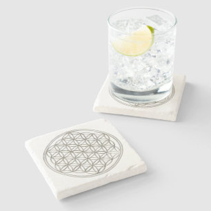 Flower Of Life / Blume des Lebens - silver Stone Coaster