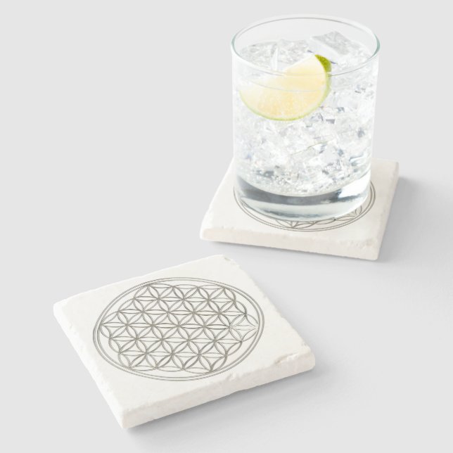 Flower Of Life / Blume des Lebens - silver Stone Coaster (Side)