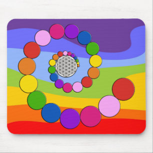 Flower of Life / Blume des Lebens - spiral dots Mouse Mat