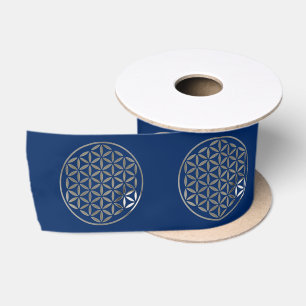Flower Of Life / Blume des Lebens - stamp SILVER Satin Ribbon