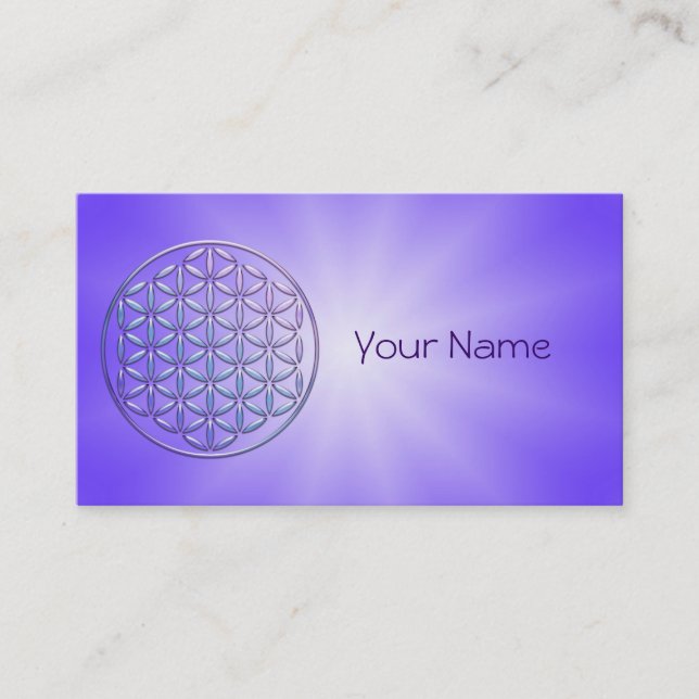 Flower of Life / Blume des Lebens - stamp violet Business Card (Front)