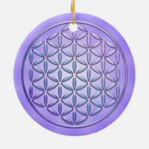 Flower of Life / Blume des Lebens - stamp violet Ceramic Tree Decoration