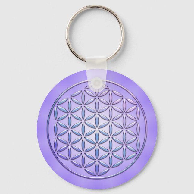 Flower of Life / Blume des Lebens - stamp violet Key Ring (Front)
