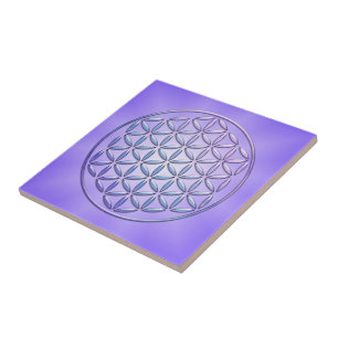 Flower of Life / Blume des Lebens - stamp violet Tile