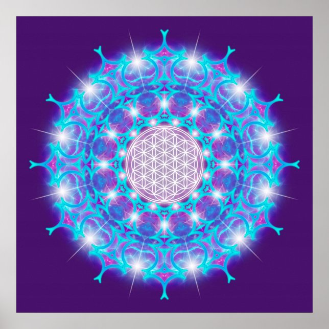 FLOWER OF LIFE/Blume des Lebens Stars Mandala Poster (Front)
