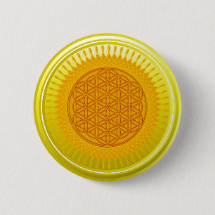 Flower Of Life / Blume des Lebens - SUNNY yellow 6 Cm Round Badge