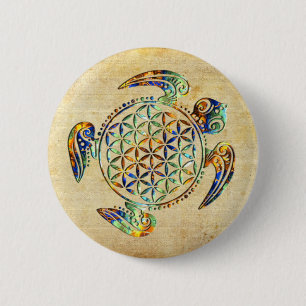 Flower of Life / Blume des Lebens - turtle coloure 6 Cm Round Badge