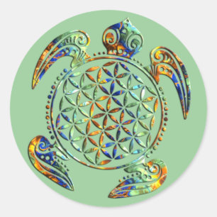 Flower of Life / Blume des Lebens - turtle coloure Classic Round Sticker