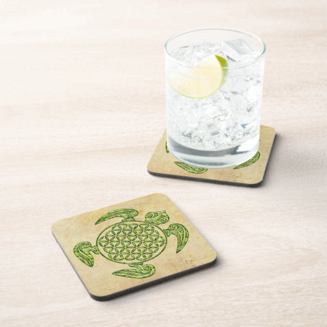 Flower of Life / Blume des Lebens - turtle green Coaster (Right Side)