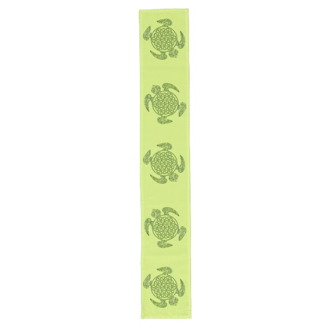 Flower Of Life / Blume des Lebens - turtle green Long Table Runner (Front)