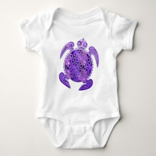Flower of Life / Blume des Lebens - turtle purple Baby Bodysuit