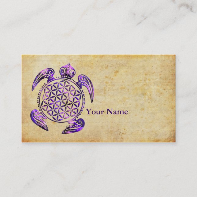 Flower of Life / Blume des Lebens - turtle purple Business Card (Front)