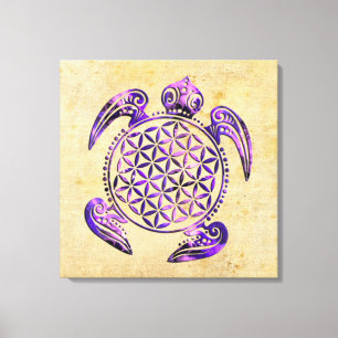 Flower of Life / Blume des Lebens - turtle purple Canvas Print