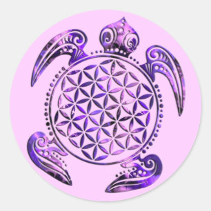 Flower of Life / Blume des Lebens - turtle purple Classic Round Sticker