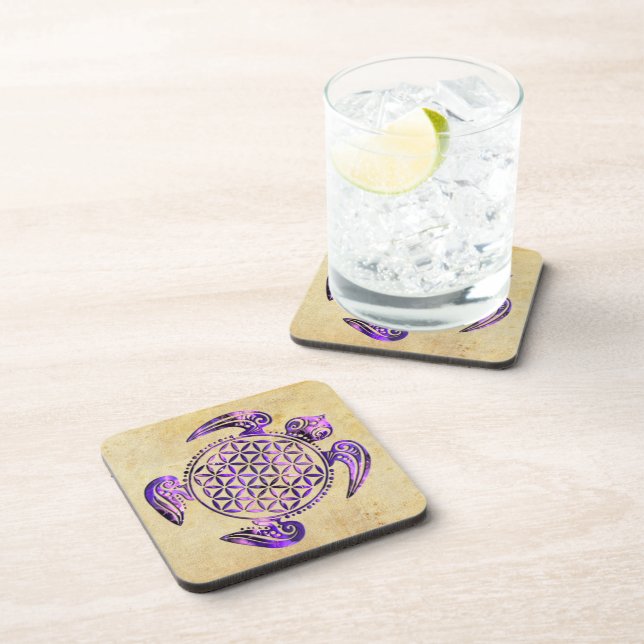 Flower of Life / Blume des Lebens - turtle purple Coaster (Right Side)
