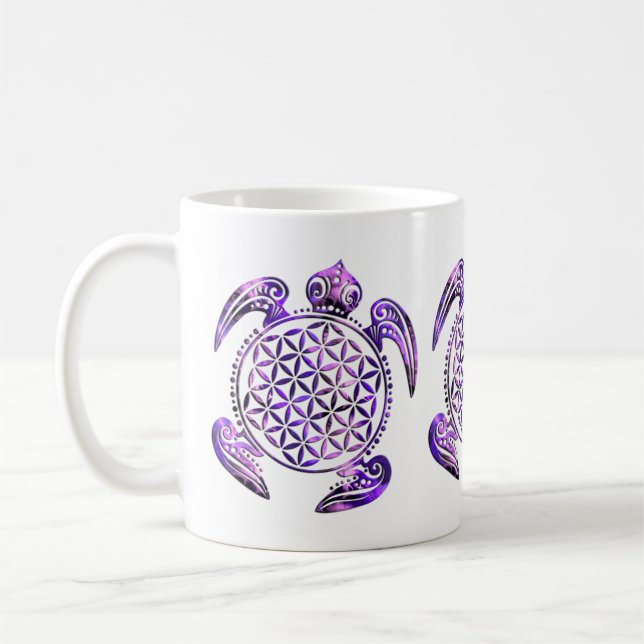 Flower of Life / Blume des Lebens - turtle purple Coffee Mug (Left)