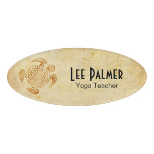 Flower Of Life / Blume des Lebens - turtle stone Name Tag