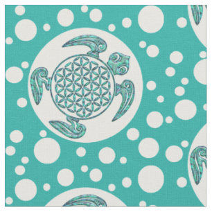 Flower of Life / Blume des Lebens turtle turquoise Fabric