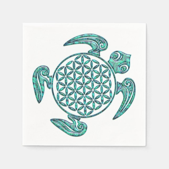 Flower of Life / Blume des Lebens turtle turquoise Napkin (Front)
