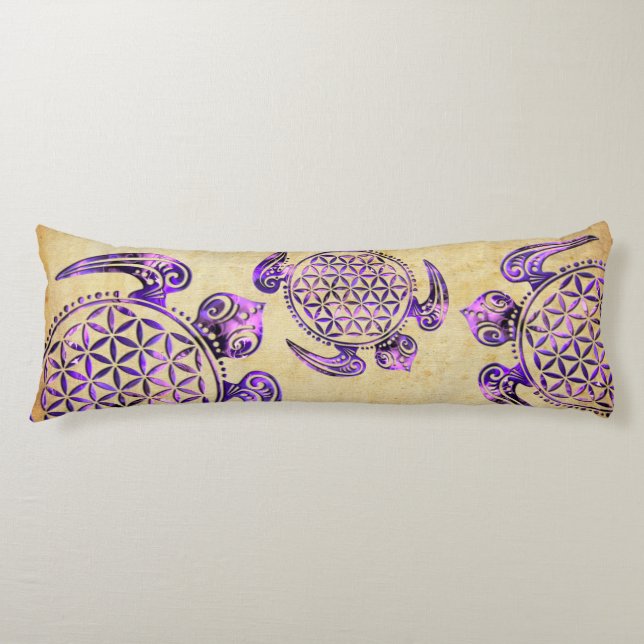Flower of Life / Blume des Lebens - turtle violet Body Cushion (Front)