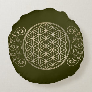 Flower of Life / Blume des Lebens - vintage IX Round Cushion