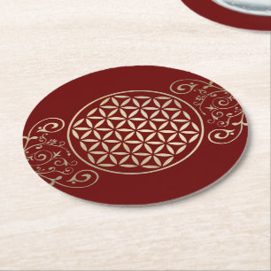 Flower of Life / Blume des Lebens - vintage X Round Paper Coaster