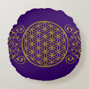 Flower of Life / Blume des Lebens - vintage XI Round Cushion