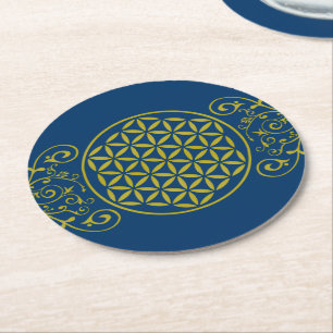 Flower of Life / Blume des Lebens - vintage XII Round Paper Coaster